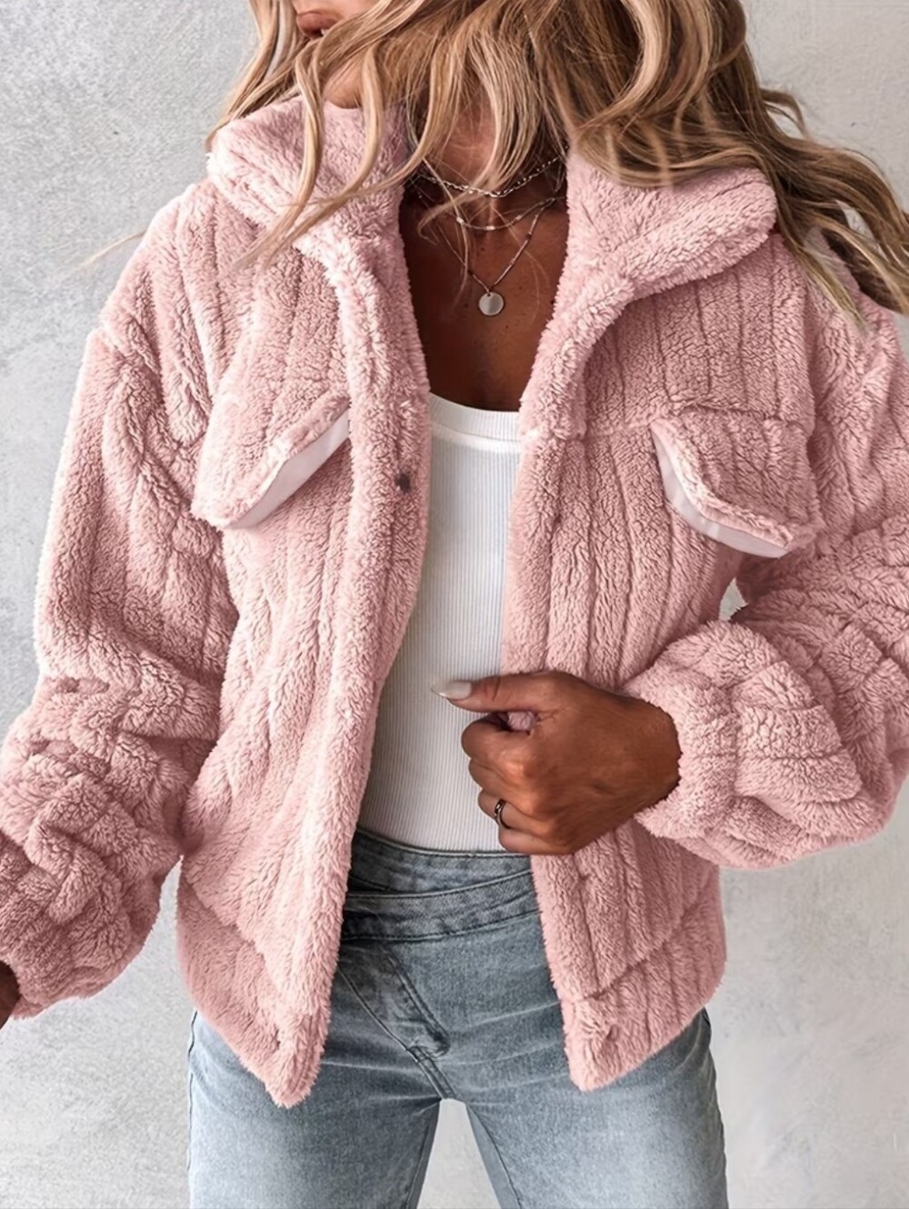 Plush Pink Sherpa Jacket - Women's Cozy Coat
